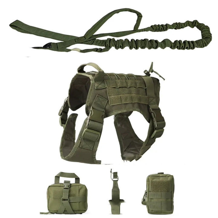 Outdoor pet adventure gear: tactical dog vest with elastic leash, strong and functional for active dogs