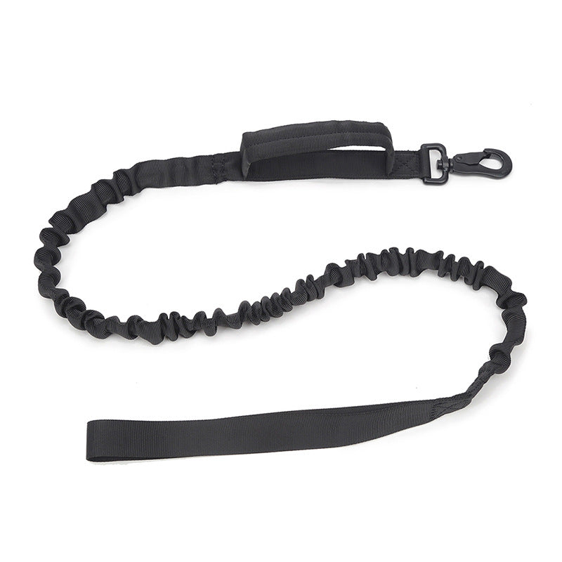 Tactical military dog collar & leash set in tan, made from strong nylon, adjustable for various dog sizes.