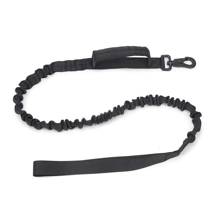 Tactical military dog collar & leash set in tan, made from strong nylon, adjustable for various dog sizes.
