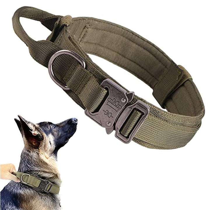 Tactical dog leash with comfortable padded handle, robust nylon, and secure clasp for effective training.