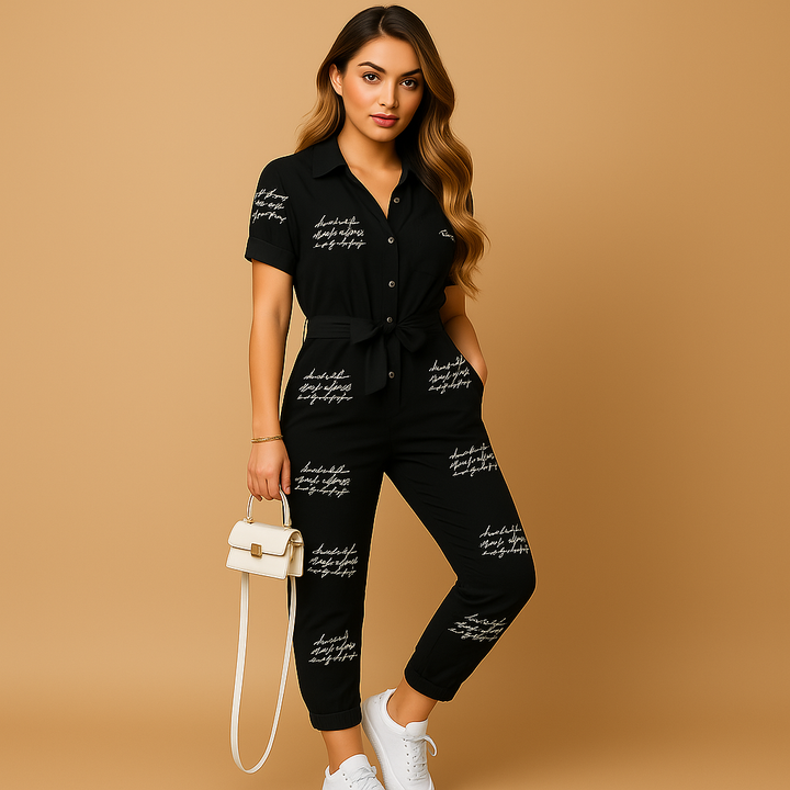 Chic women's tailored jumpsuit for office wear. This sophisticated one-piece offers effortless style & confidence.