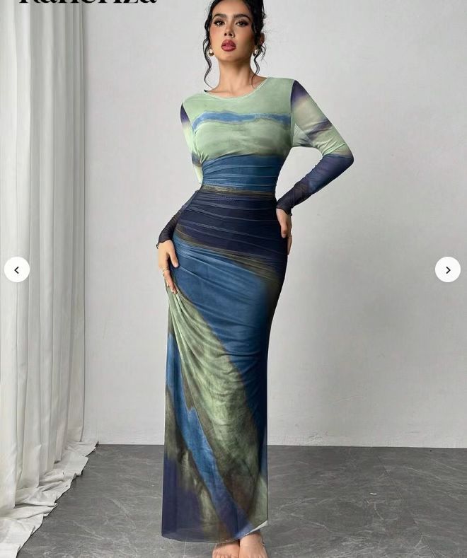 Elegant women's long sleeve bodycon maxi dress with a flattering silhouette, for special events.