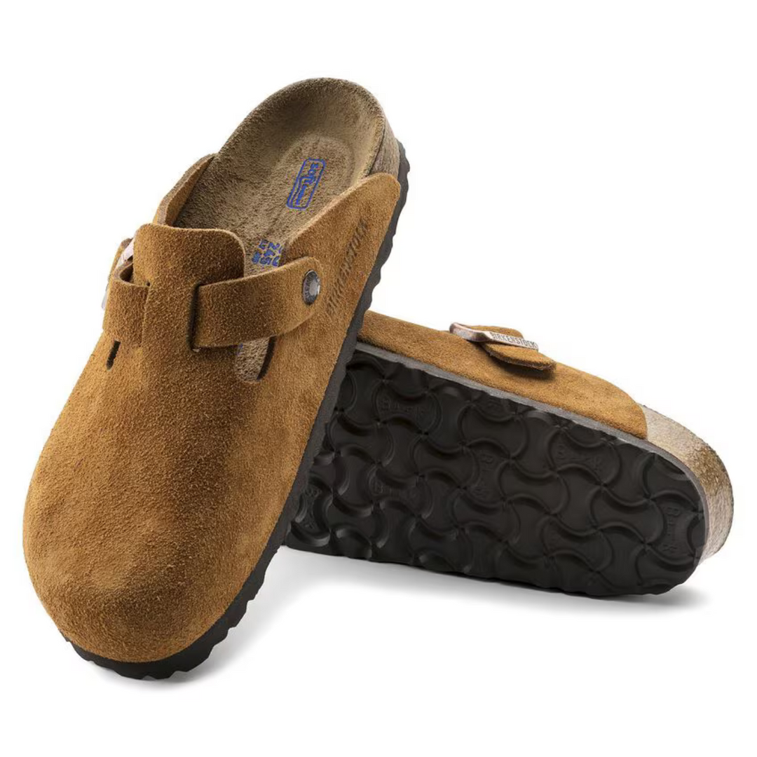 Slip-on taupe comfort clogs for women, featuring a supportive cushioned footbed and adjustable strap.