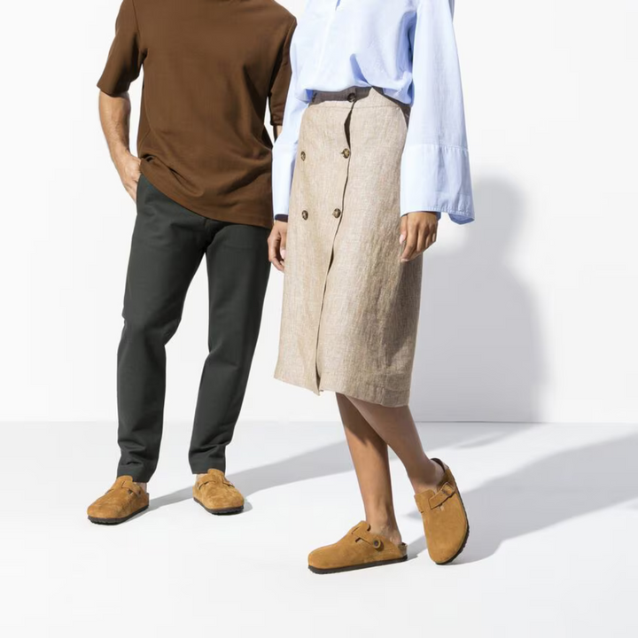 Adjustable strap taupe clogs for women, offering superior comfort with a cushioned footbed.