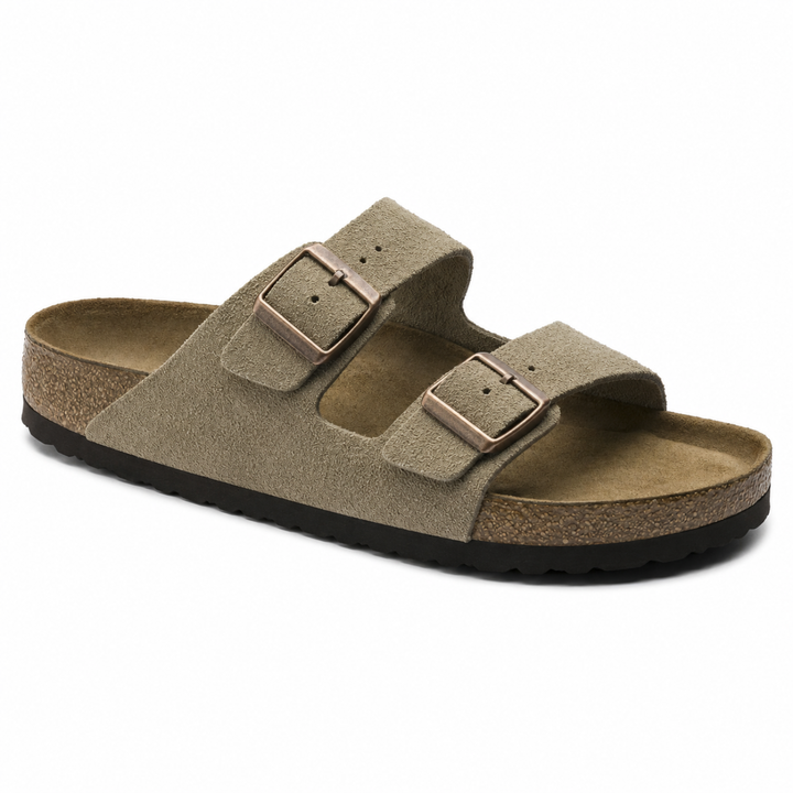 Taupe women's ergonomic casual sandals with arch support, perfect for comfortable all-day summer wear.