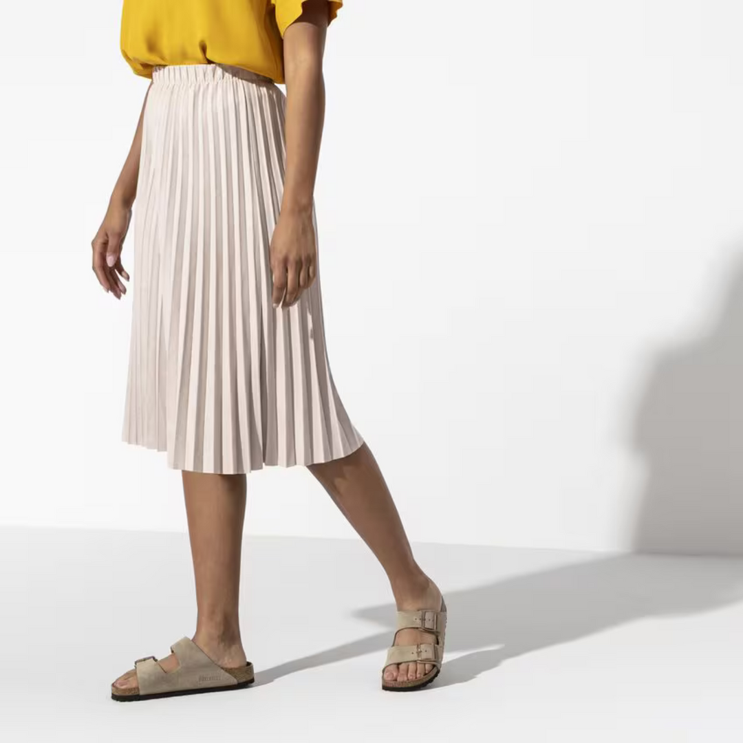 Ergonomic taupe casual sandals for women, providing superior arch support and comfort for summer outdoor activities.