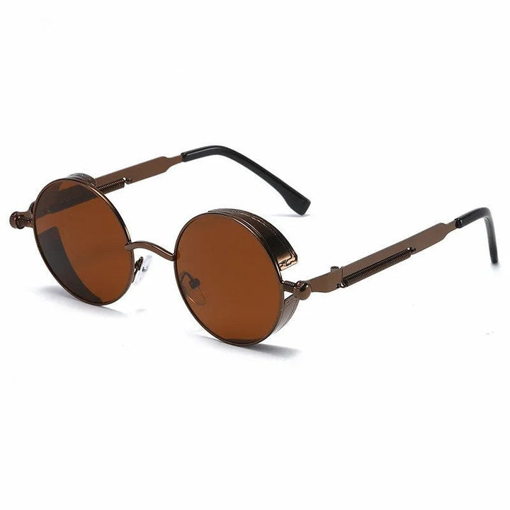 Classic round shades protecting your eyes from UV. Durable unisex eyewear for sunny adventures. Lightweight design.
