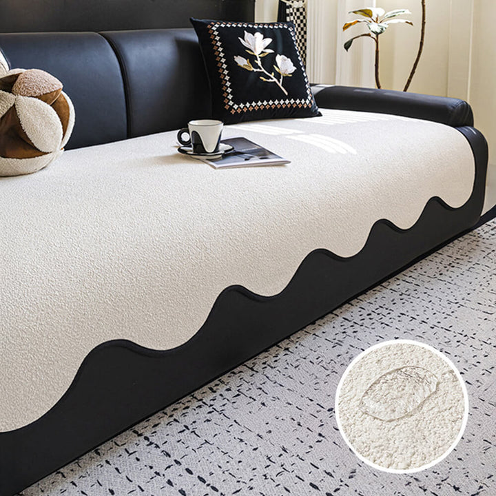 Teddy fleece water-repellent sofa protector, non-slip, pet friendly, for living room couch