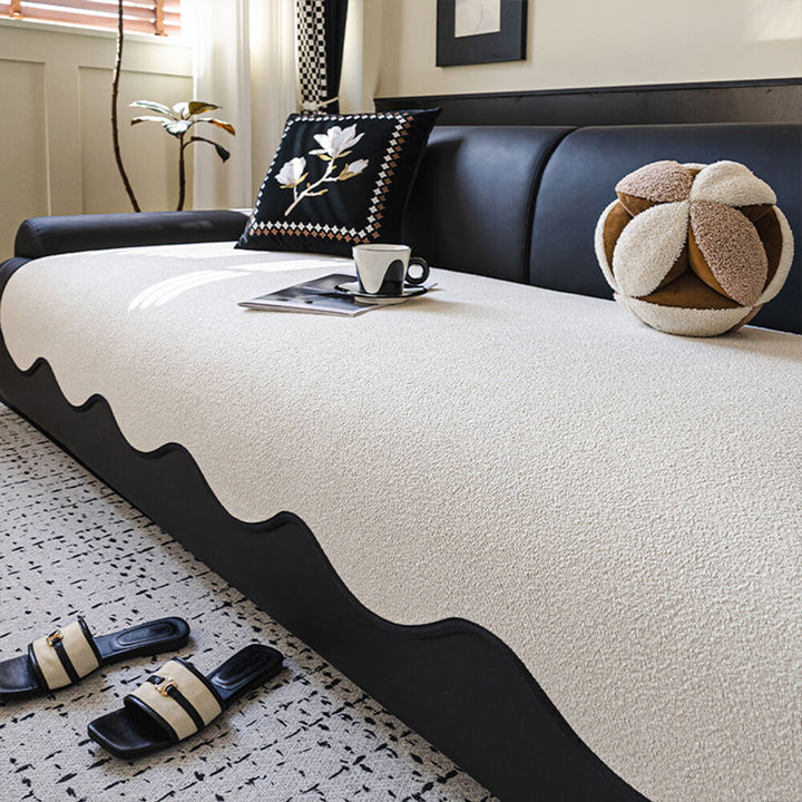 Practical non-slip teddy fleece couch cover, protecting upholstery from pet wear and tear