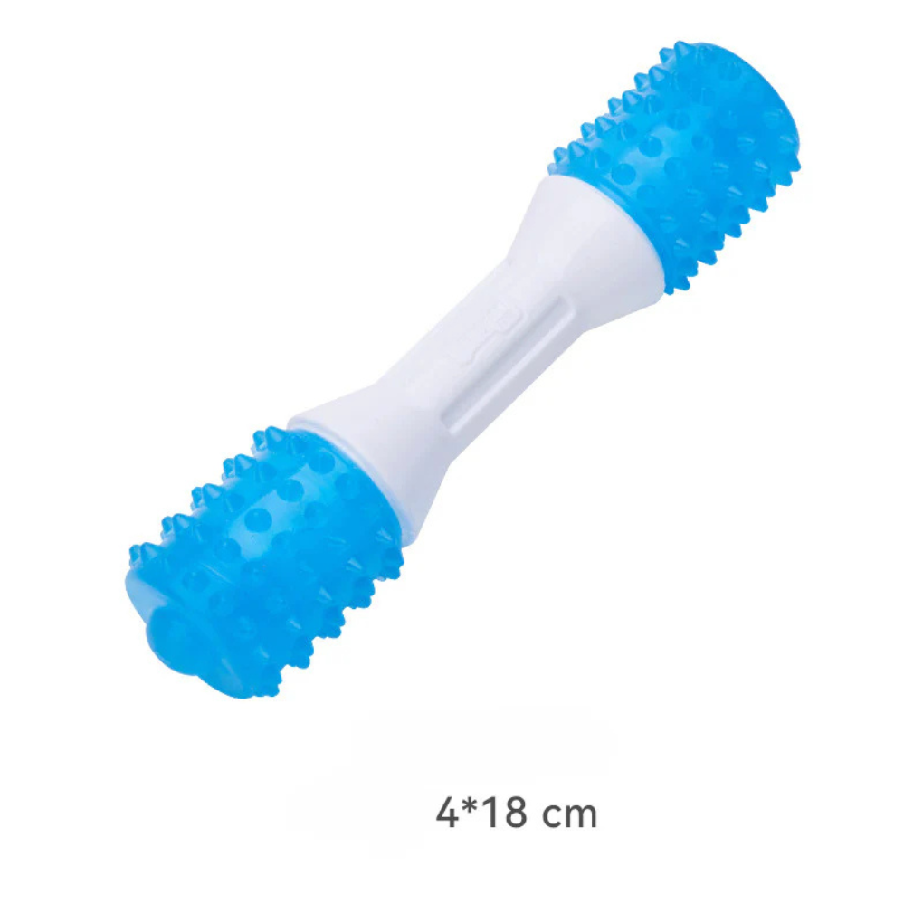 Close-up of a textured non-toxic dog chew toy, designed for puppy teething and durable play for all dogs