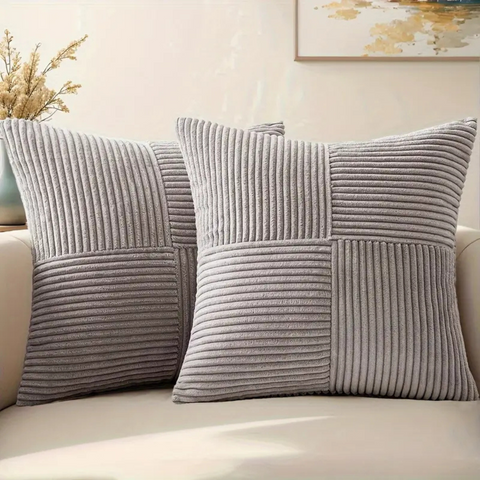 Soft corduroy throw pillow cover featuring a unique textured pattern, ideal for bedroom styling