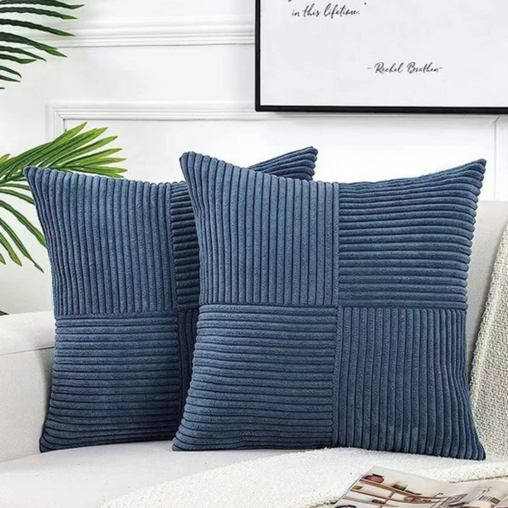 Stylish textured corduroy throw pillow cover, enhancing comfort and visual appeal in a living space