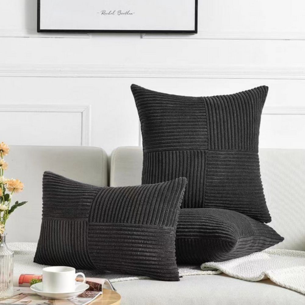 Machine washable textured corduroy cushion cover, combining practicality with sophisticated design