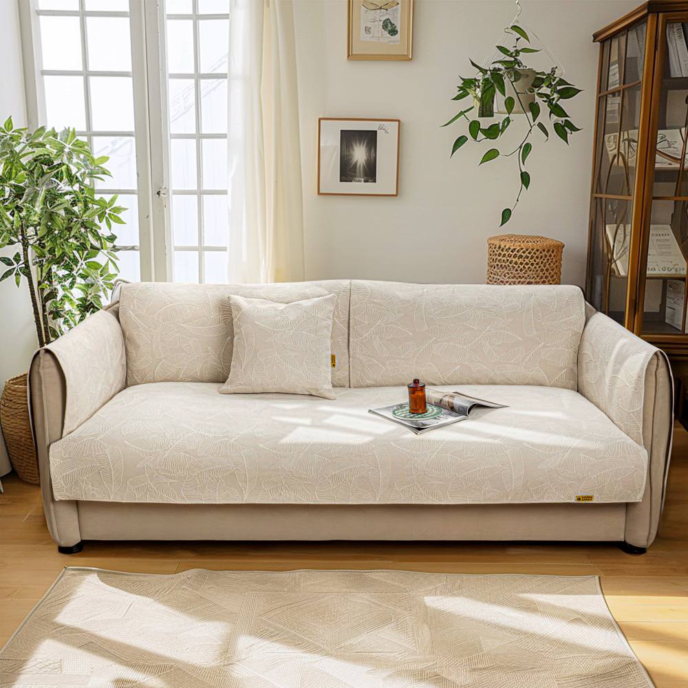Elastic jacquard sectional sofa cover, ensuring a snug fit and complete furniture protection.