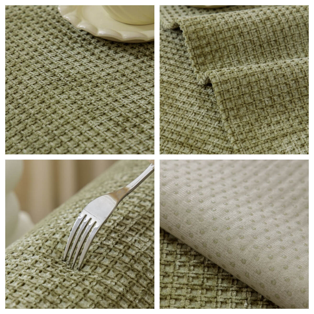 Overhead view of a Textured Waffle Chenille Sofa Cover, highlighting its elegant waffle knit design.