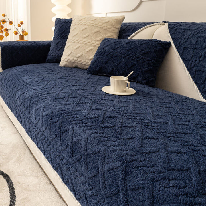 Unisex thickened plush furniture protector in a stylish grey, offering pet-friendly and non-slip features.