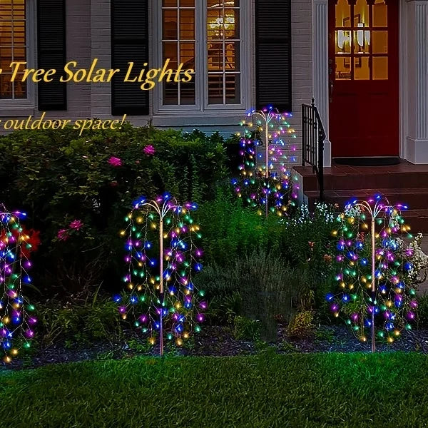 Waterproof LED firework solar lights for garden and patio, creating a festive outdoor ambiance.