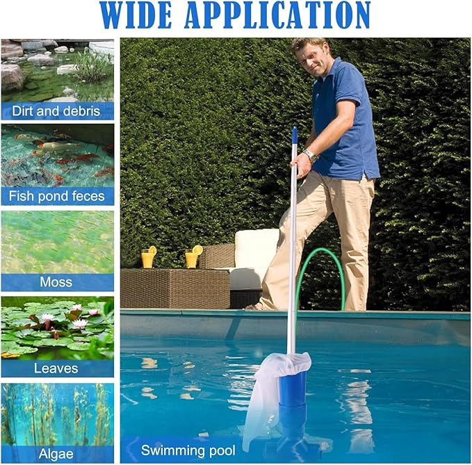 TIDYPOOL Manual Pool & Spa Vacuum. Efficient debris remover for swimming pools, hot tubs, and ponds. Hose attach.