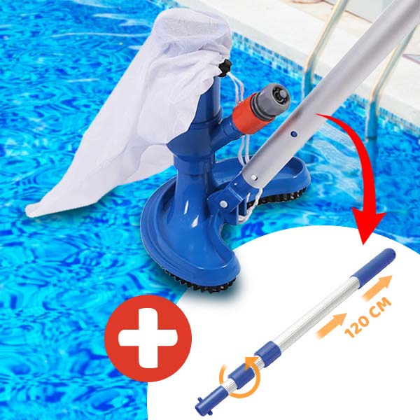 Versatile TIDYPOOL manual vacuum for swimming pool, hot tub & pond cleaning. Connects to standard garden hose.