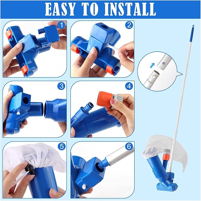 TIDYPOOL manual swimming pool vacuum cleaner. Removes leaves & debris, ideal for pool maintenance & cleaning.