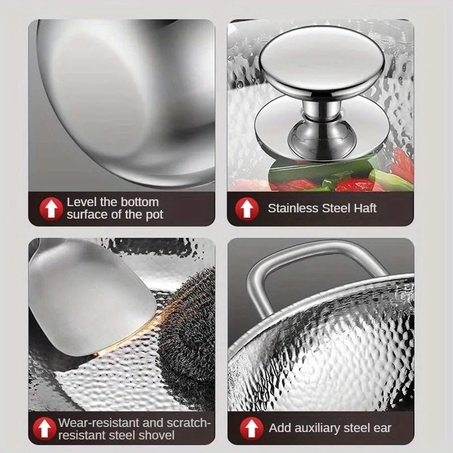 Versatile titanium stir-fry wok, induction compatible. Round bottom design, nonstick for durable kitchen cooking.