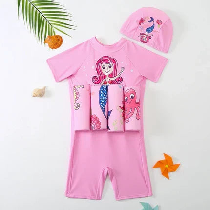 Essential kids' floatation vest with SPF 50+ & attached UV swim shorts.