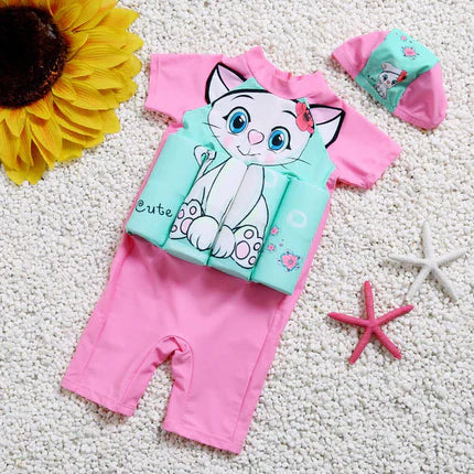 Active toddler float vest, SPF 50+ sun protection, & built-in swim shorts.