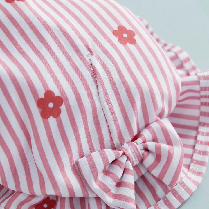 Zippered toddler long-sleeve swim set with protective sun hat. Ideal kids beachwear for fun & safe summer days.