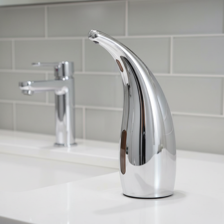 Touchless automatic soap dispenser for ultimate hygiene. Dispenses liquid soap/sanitizer in bathroom, kitchen, office.