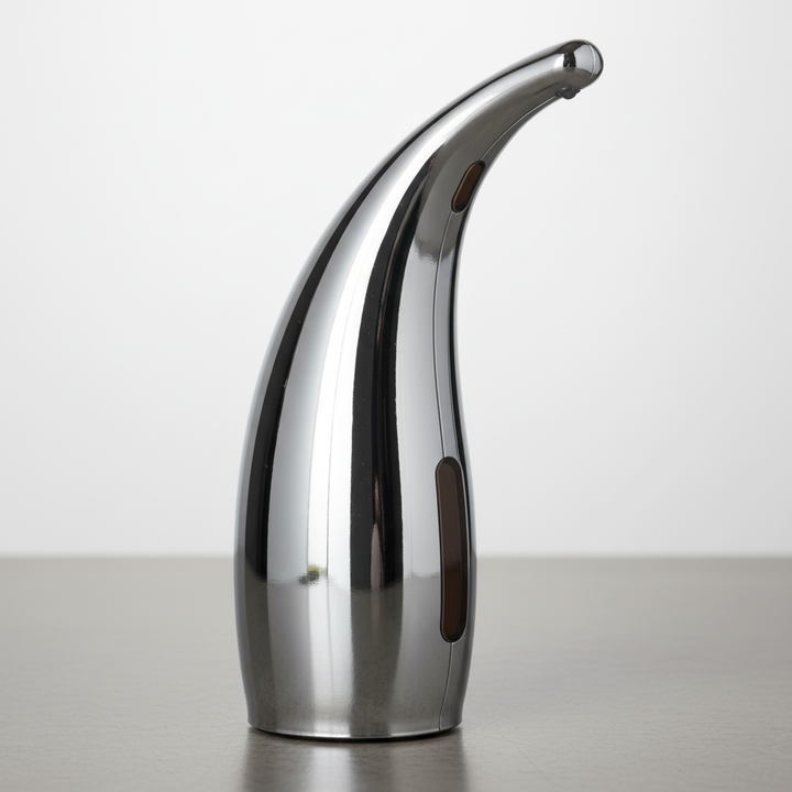 Modern automatic soap dispenser, touchless for superior bathroom, kitchen & office hygiene with liquid soap.