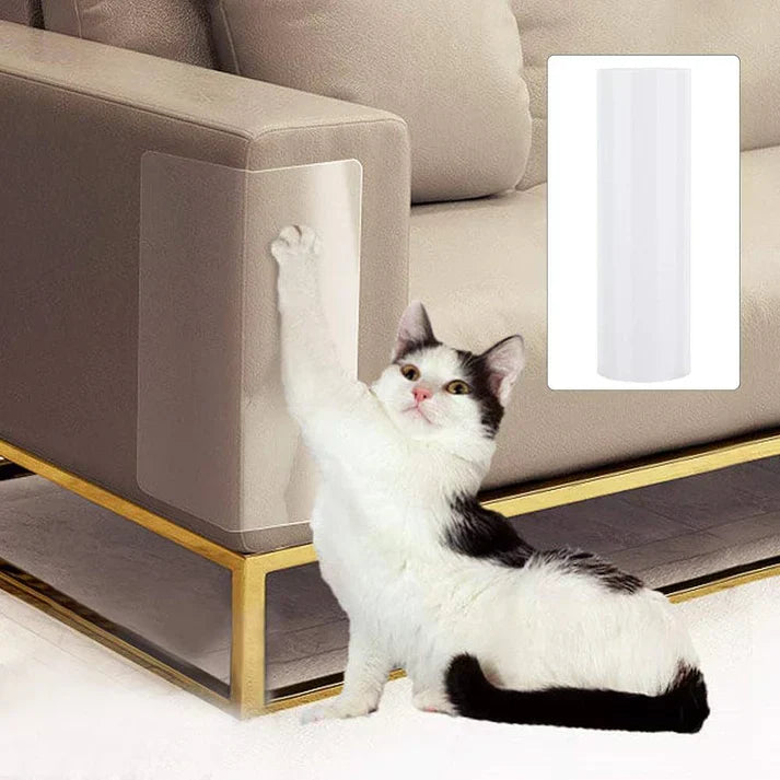 Cat furniture protector sheet applied to chair leg, blending with decor