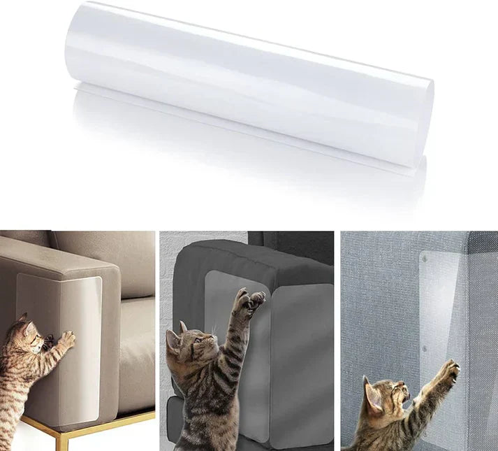 Home decor solution: Clear sticky scratch guard for cat furniture protection