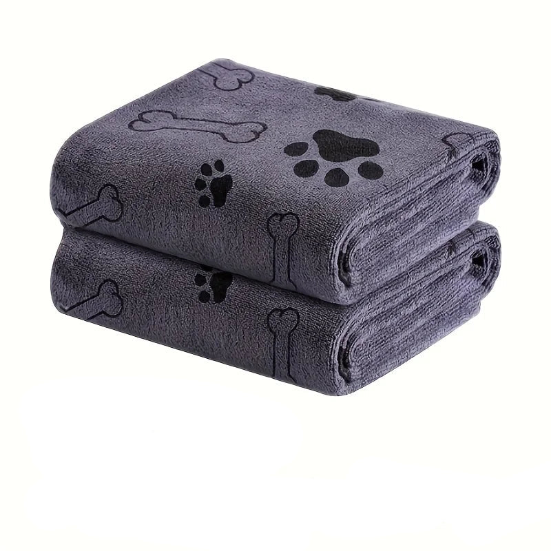 Two-pack of blue super absorbent microfiber dog drying towels for pet grooming & quick dry after bath.
