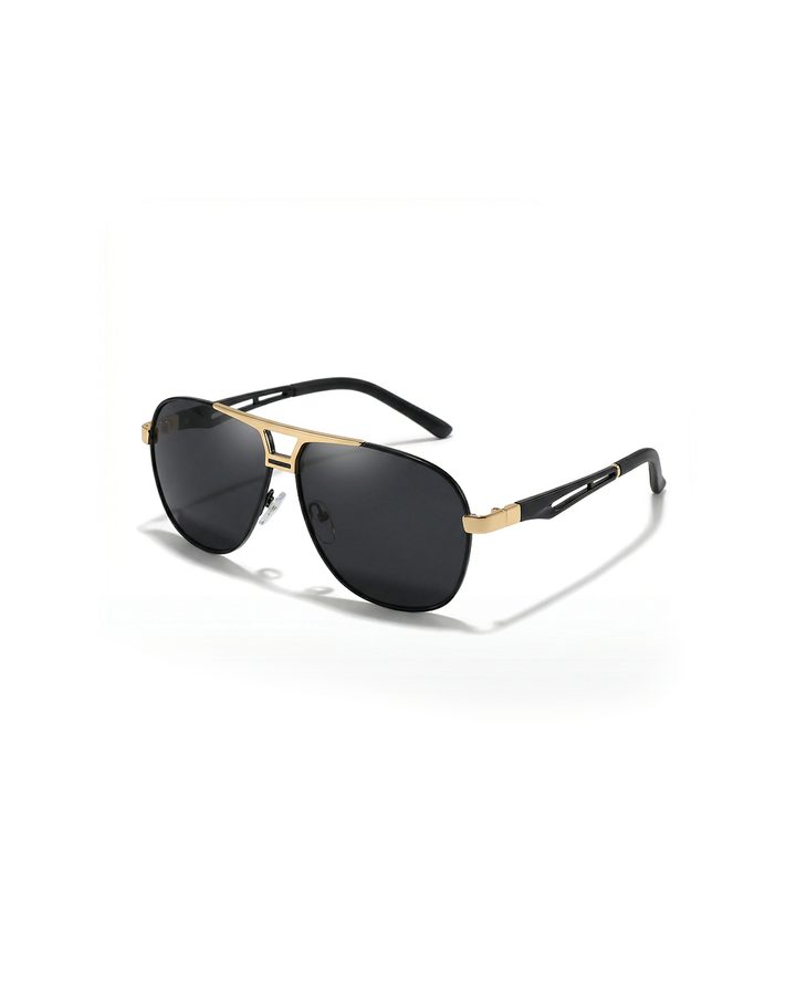 Unisex gold aviator sunglasses with UV protection. Stylish anti-glare eyewear for fashion accessories.