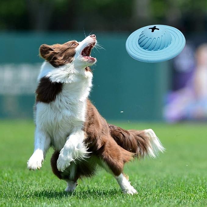 UFO dog treat dispenser toy, interactive puzzle for pet enrichment and slow feeding