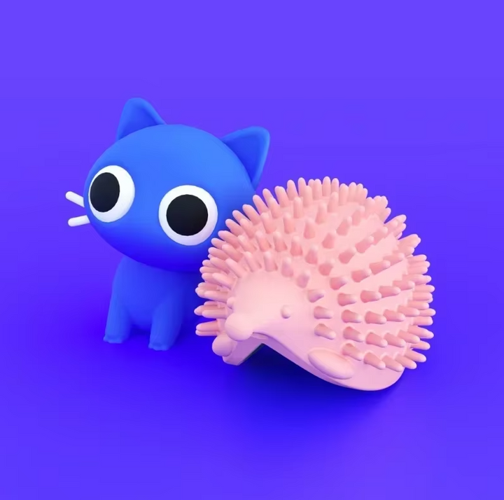 Close-up of a UFO silicone catnip plush, showing detailed texture for scratching and biting fun.