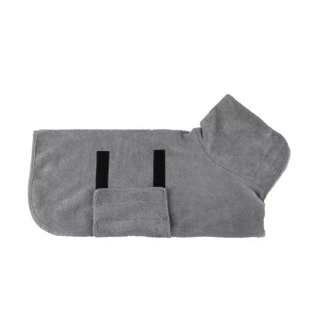 Blue pet robe for dogs and cats, highly absorbent, machine washable for easy care