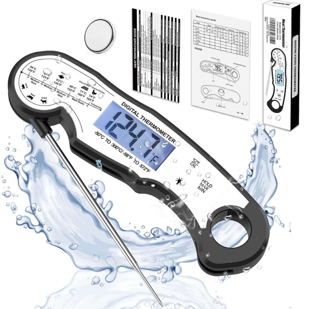 Essential ultra-fast digital meat thermometer for home chefs. Accurate, waterproof, fast-reading kitchen tool.