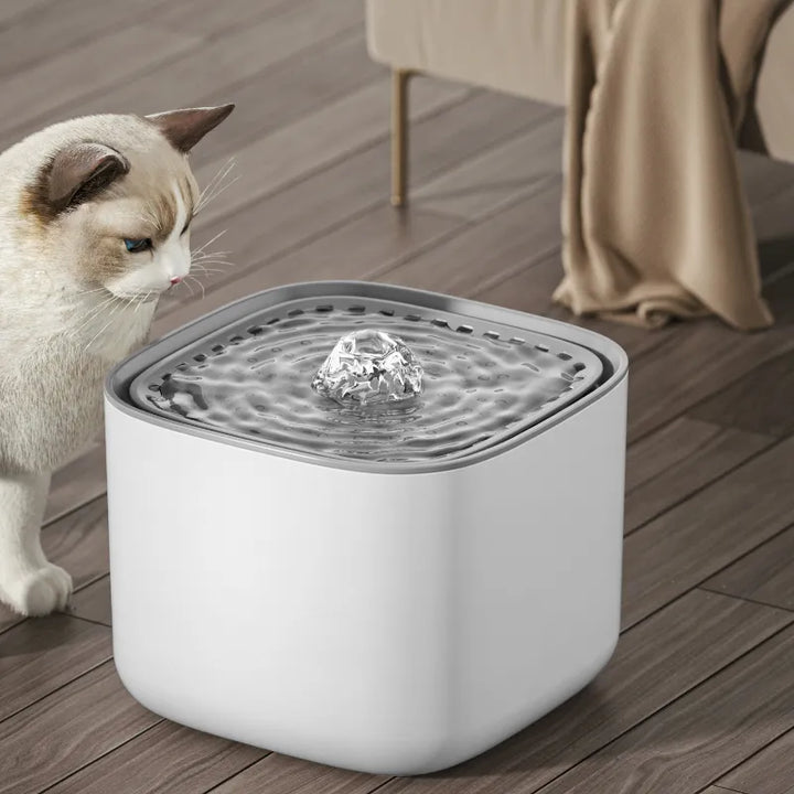 Disassembled components of the BPA-free automatic pet water fountain, highlighting its easy-clean design.