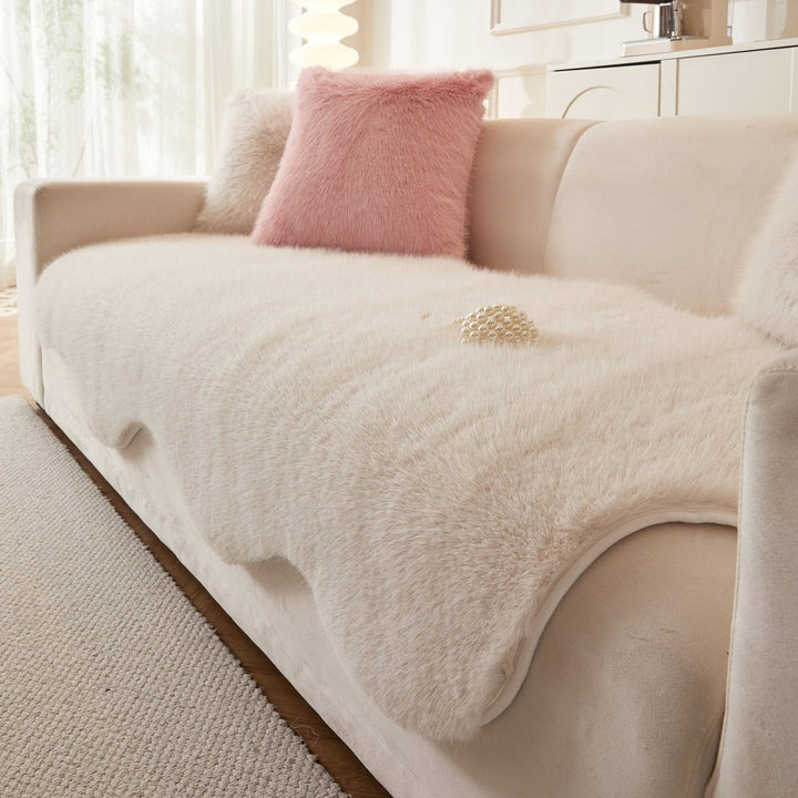Ultra-soft Scandinavian couch cover for living room, plush microfiber pet friendly.