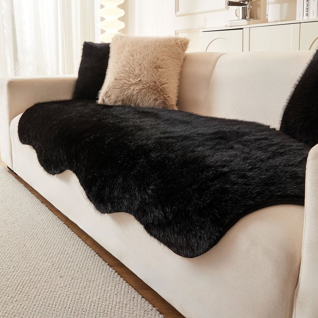 Scandinavian decor couch cover, plush microfiber for pet-friendly home protection.