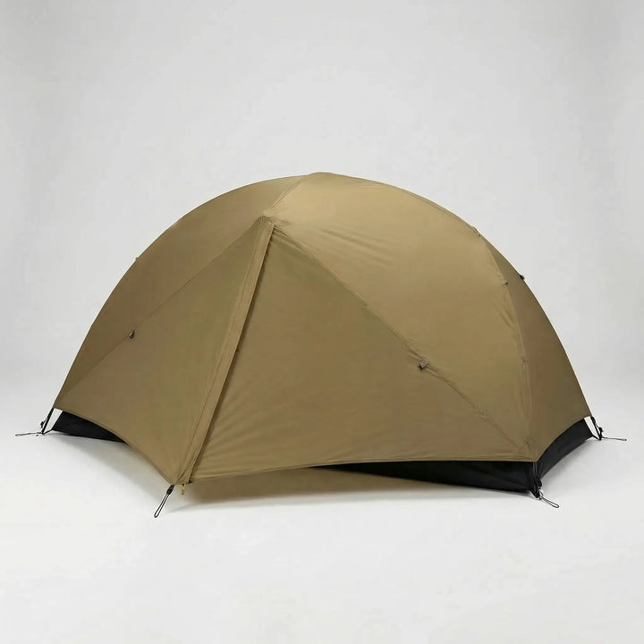Illuminated ultralight 1-person hiking tent glowing at dusk, offering a warm and safe solo camping shelter.