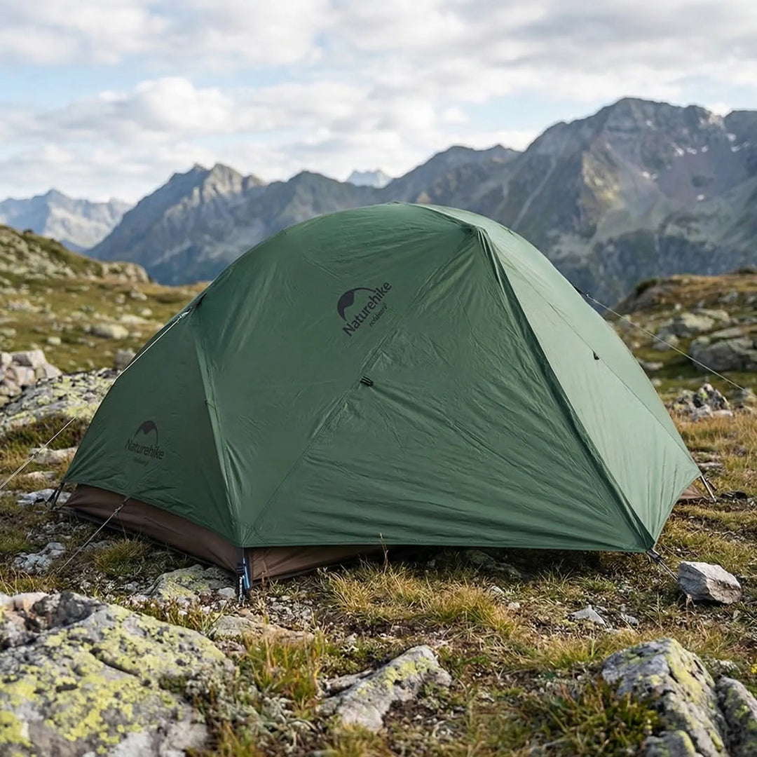 Ultralight 2-person 3-season backpacking tent for camping, hiking, and outdoor adventures.