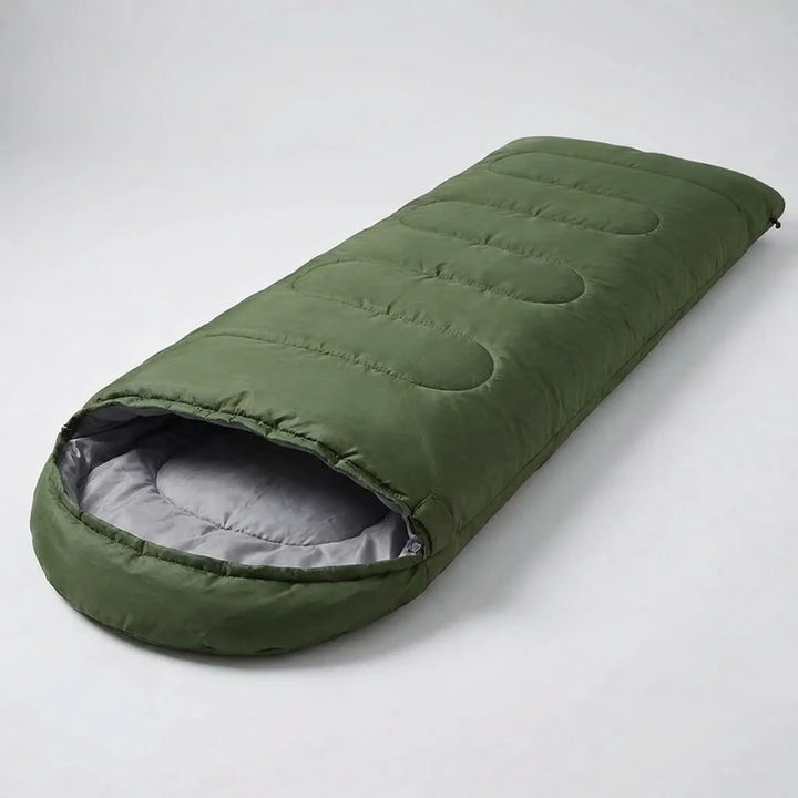 Durable 4-season ultralight envelope sleeping bag for all-weather camping & hiking. Water-repellent, compact.