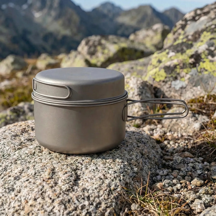 Ultralight folding camp cookware set for backpacking, perfect for outdoor cooking and hiking.