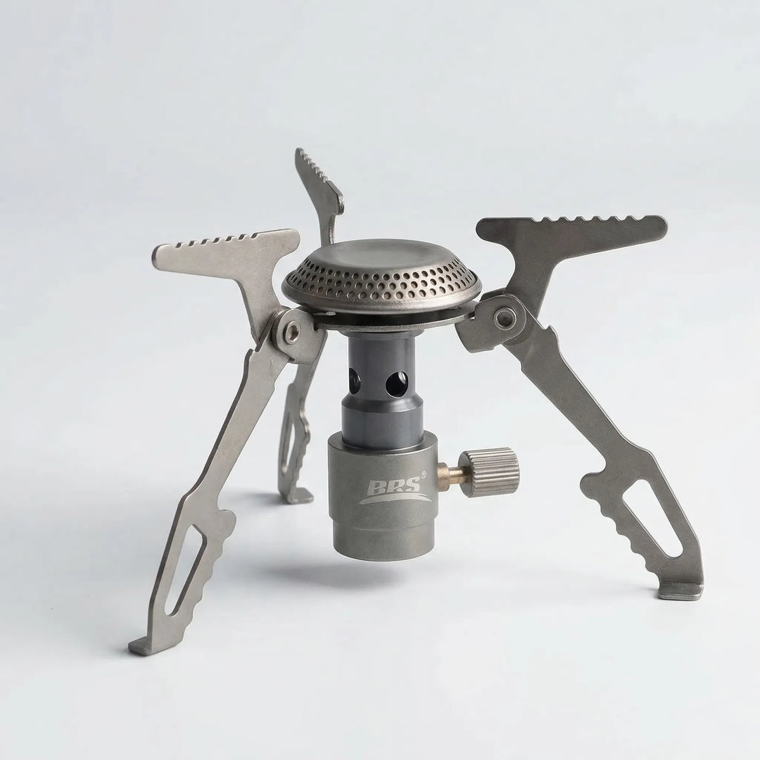 Durable ultralight titanium camping stove, a compact folding pocket cooker perfect for backpacking and hiking gear.