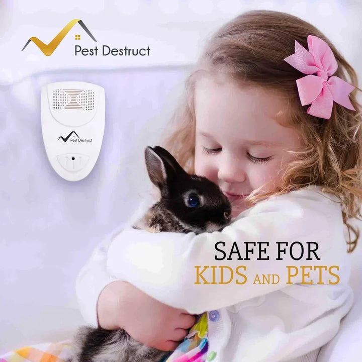 Compact ultrasonic bed bug repeller plugged into a wall outlet. Fast pest deterrent for home protection.
