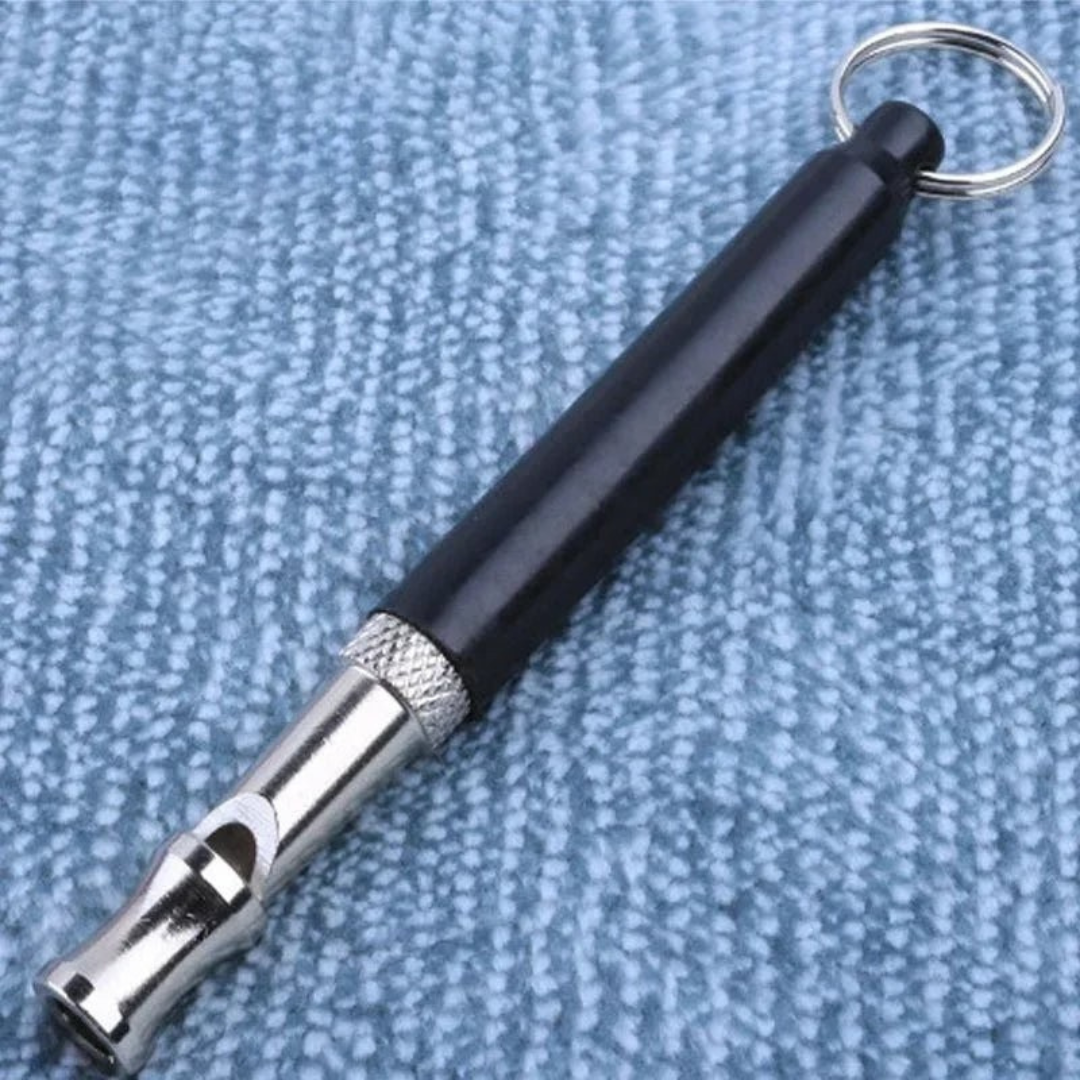 Durable ultrasonic dog whistle with lanyard, perfect for outdoor recall training