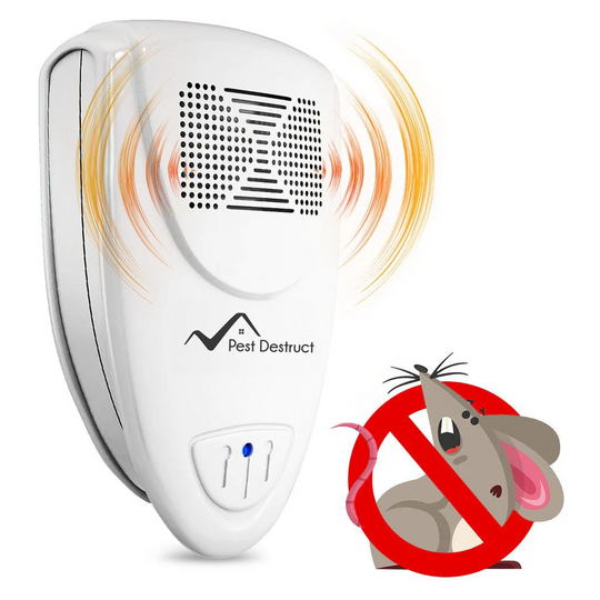 White ultrasonic pest repeller plug-in for effective mice, insect & rodent deterrent in homes.