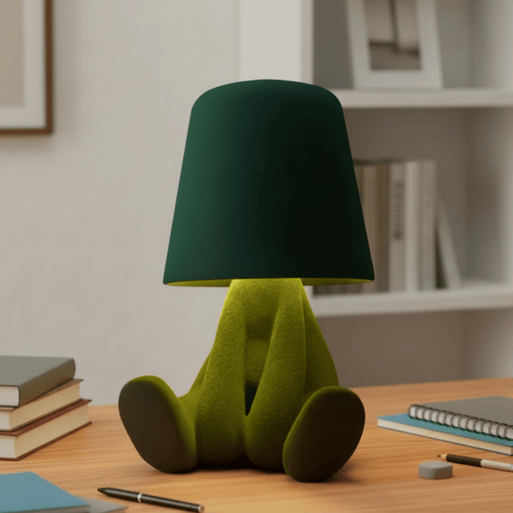Unique human shape LED desk lamp, perfect for modern decor. Rechargeable artistic table light for creative workspaces.